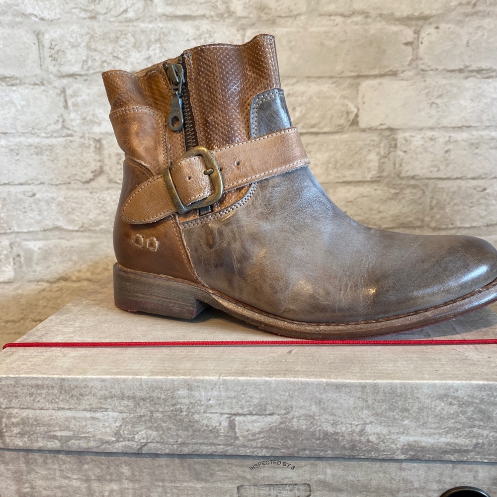 Bed Stu Becca Taupe Rustic Tan booties.